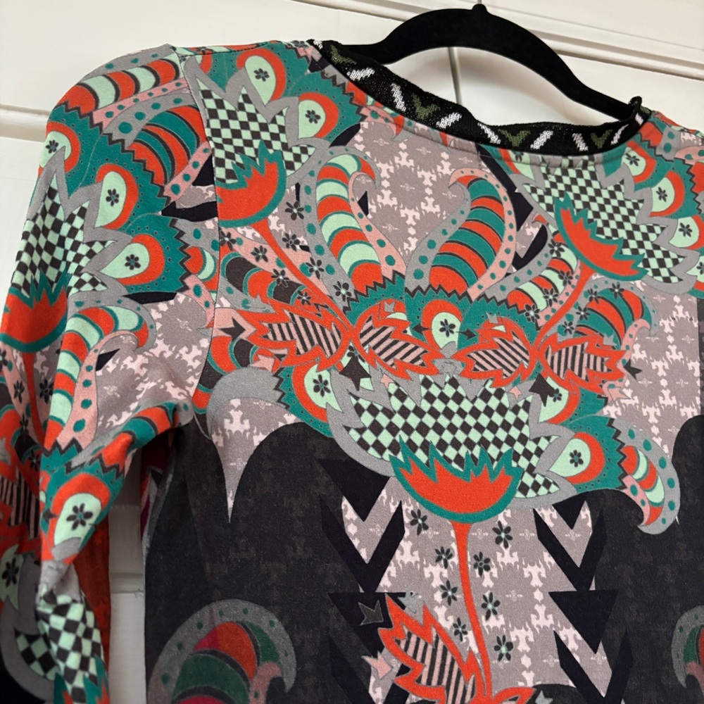 Custo Barcelona Dress Size Medium Abstract Boho 90s Y2K Knee Length Artsy V-Neck - Picture 13 of 16